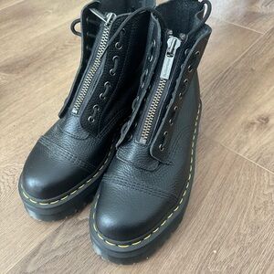 Dr. Martens Black Leather Boots with Yellow Accents